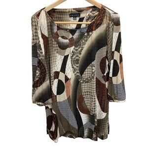 Tribal Geometric Artsy Design Pullover Sheath Tunic Dress Sz L